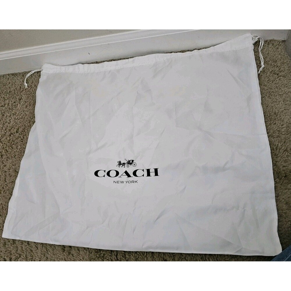 Authentic Coach New York Large White Cotton Drawstring Dust Bag For Purse...